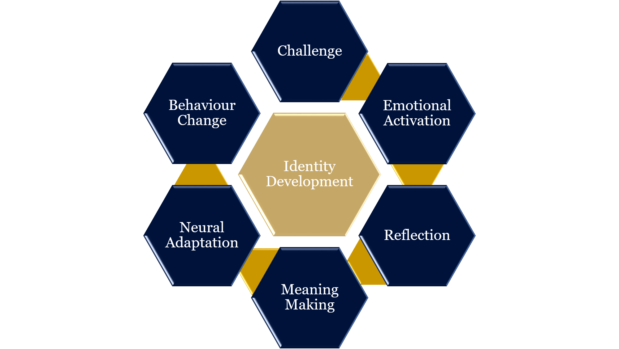 The eight-stage arc: Challenge, Emotional Activation, Reflection, Meaning Making, Repeated Practice, Neural Adaptation, Behaviour Change, Identity Development.